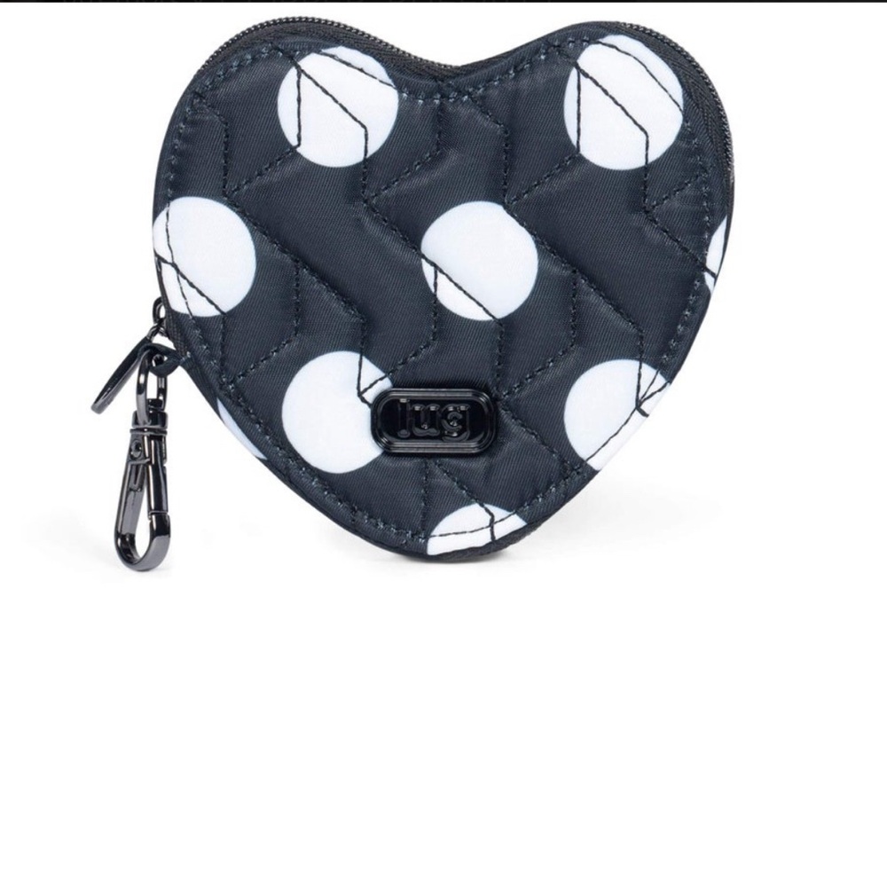 Lug Heart Pouch NWT Black Large Dot